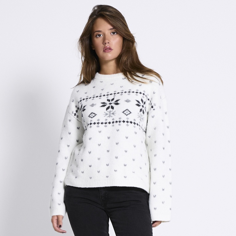 Pattern knit sweater "Elvie" Off white